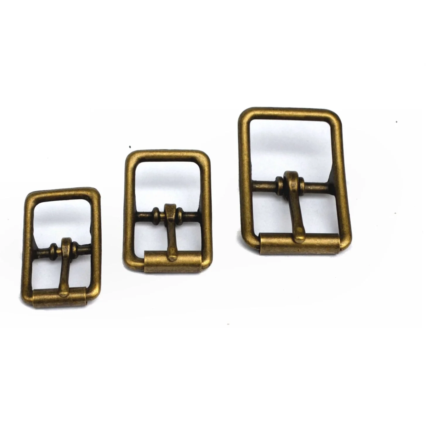 Centre Bar Strap Roller Buckle - Antique Brass - Image 2