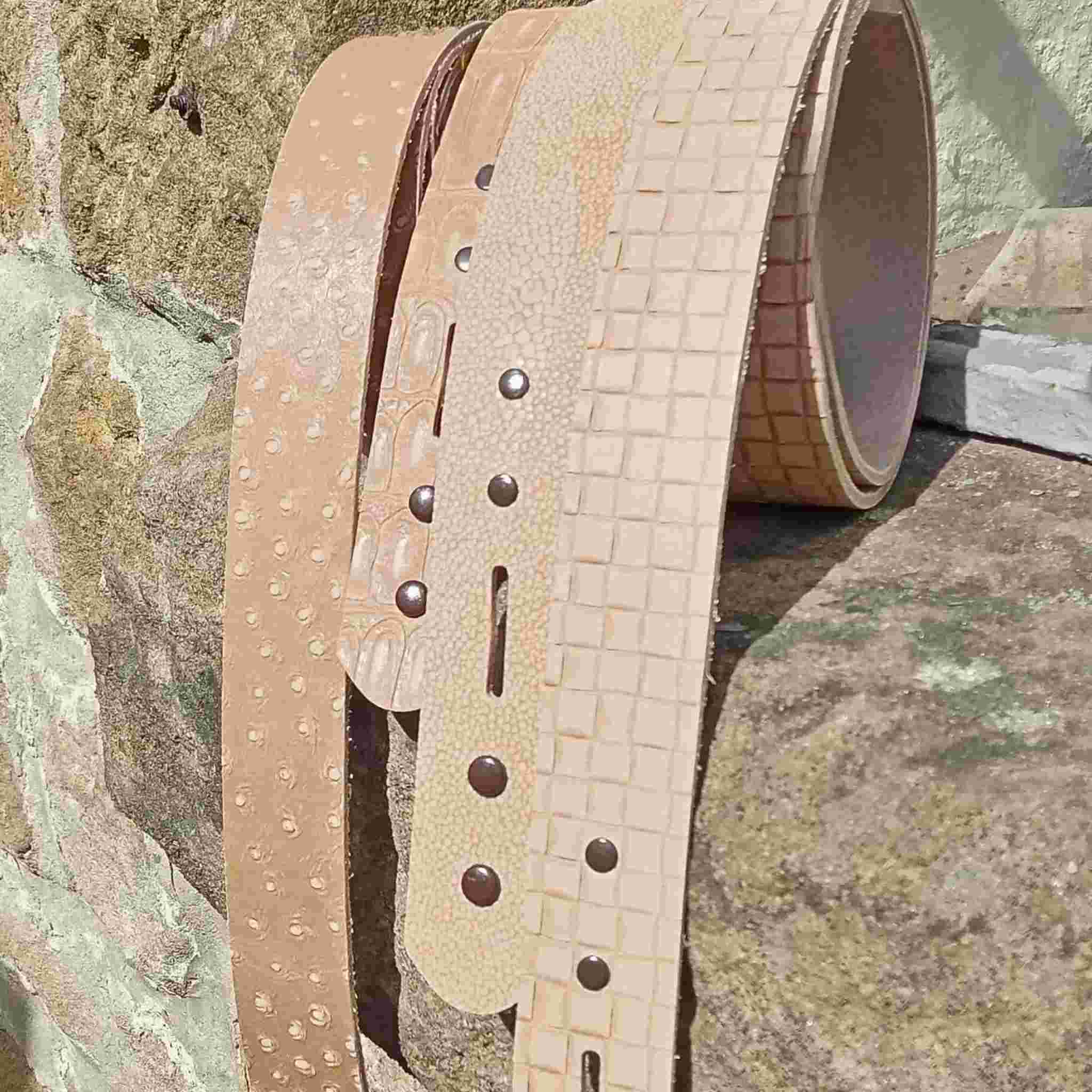 Embossed Veg Tan Cowhide Belt Strip