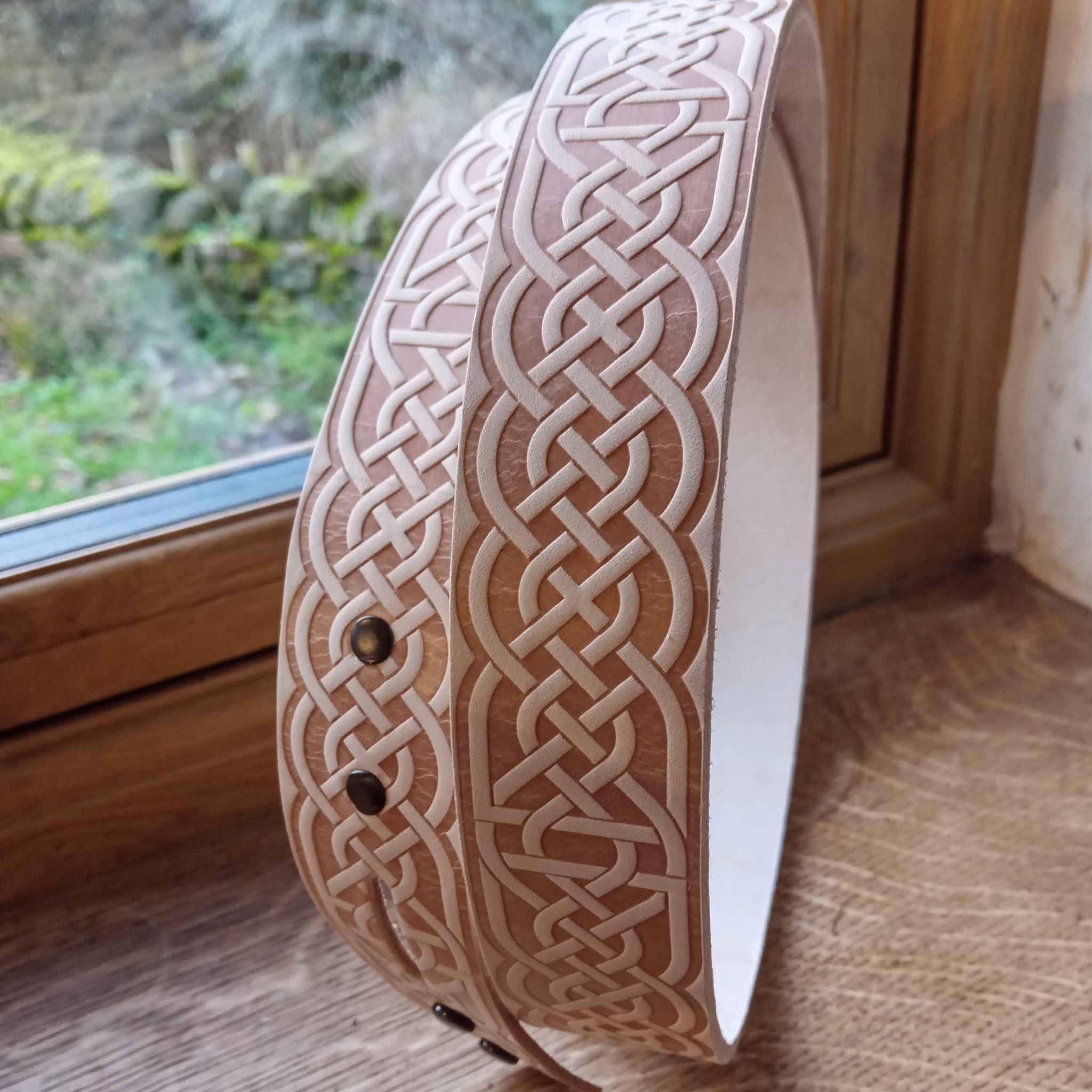 Embossed Veg Tan Cowhide Belt Strip - Image 10