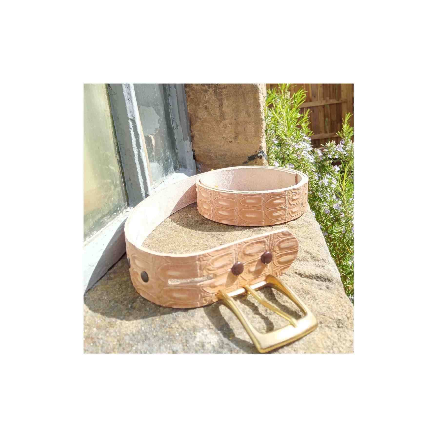 Embossed Veg Tan Cowhide Belt Strip - Image 5