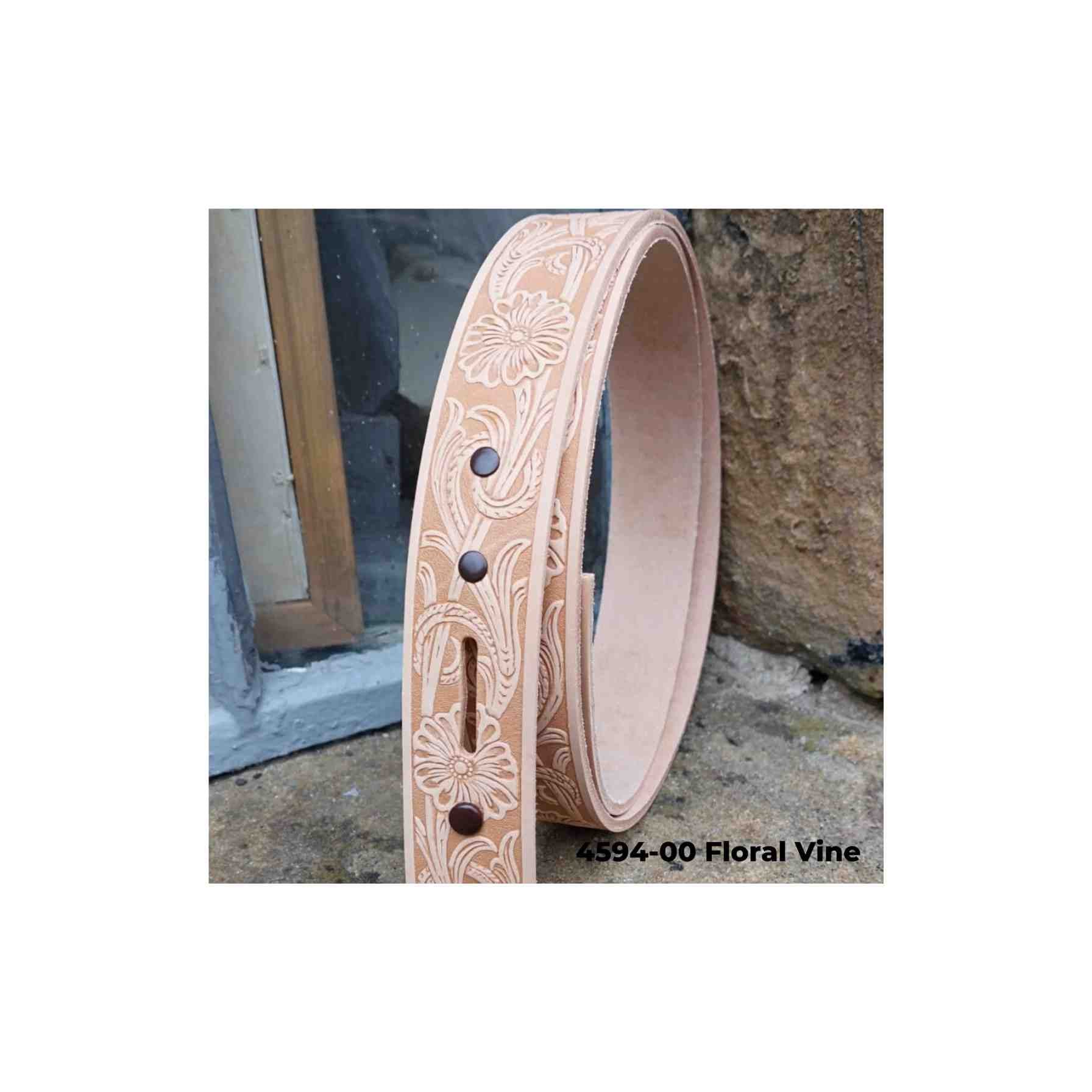 Embossed Veg Tan Cowhide Belt Strip - Image 8