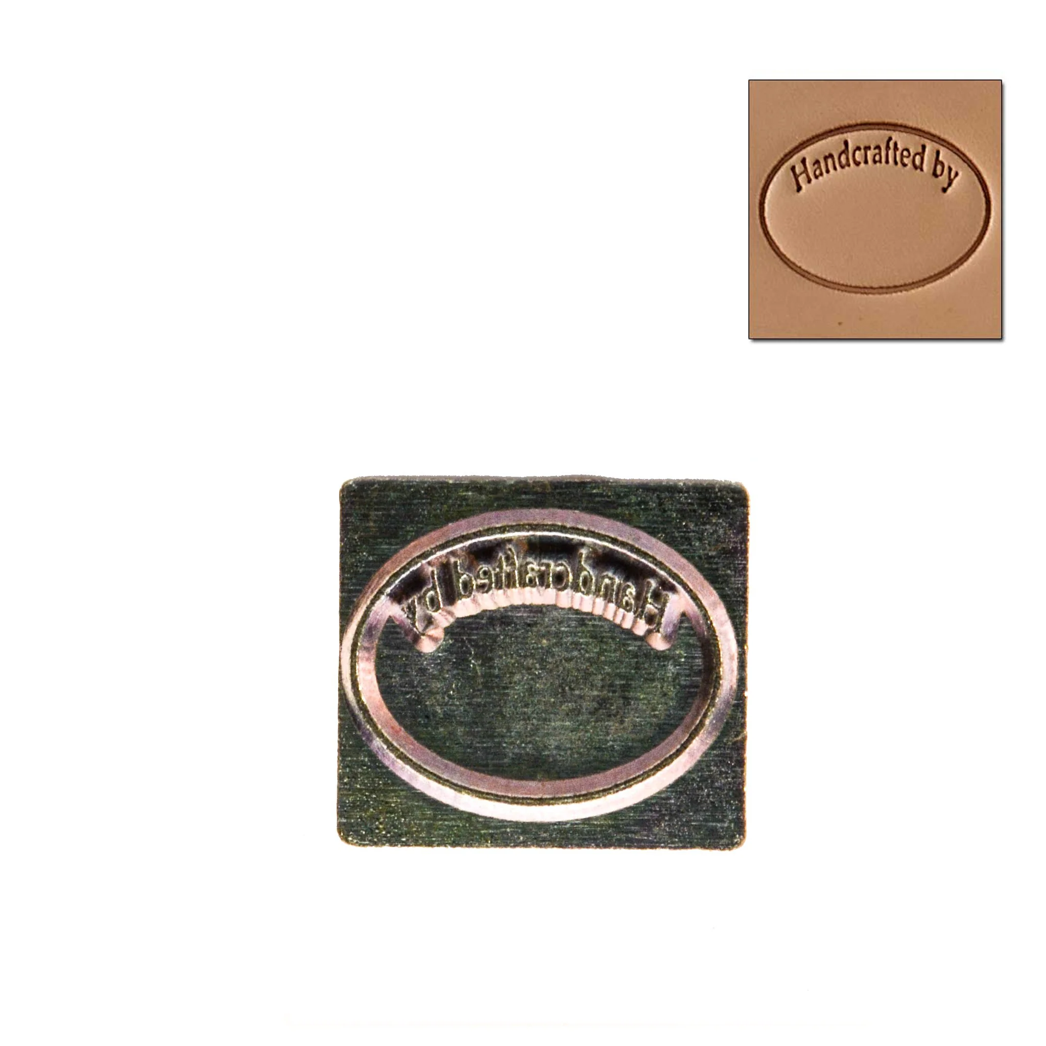 Handcrafted by Oval 3D Embossing Stamp