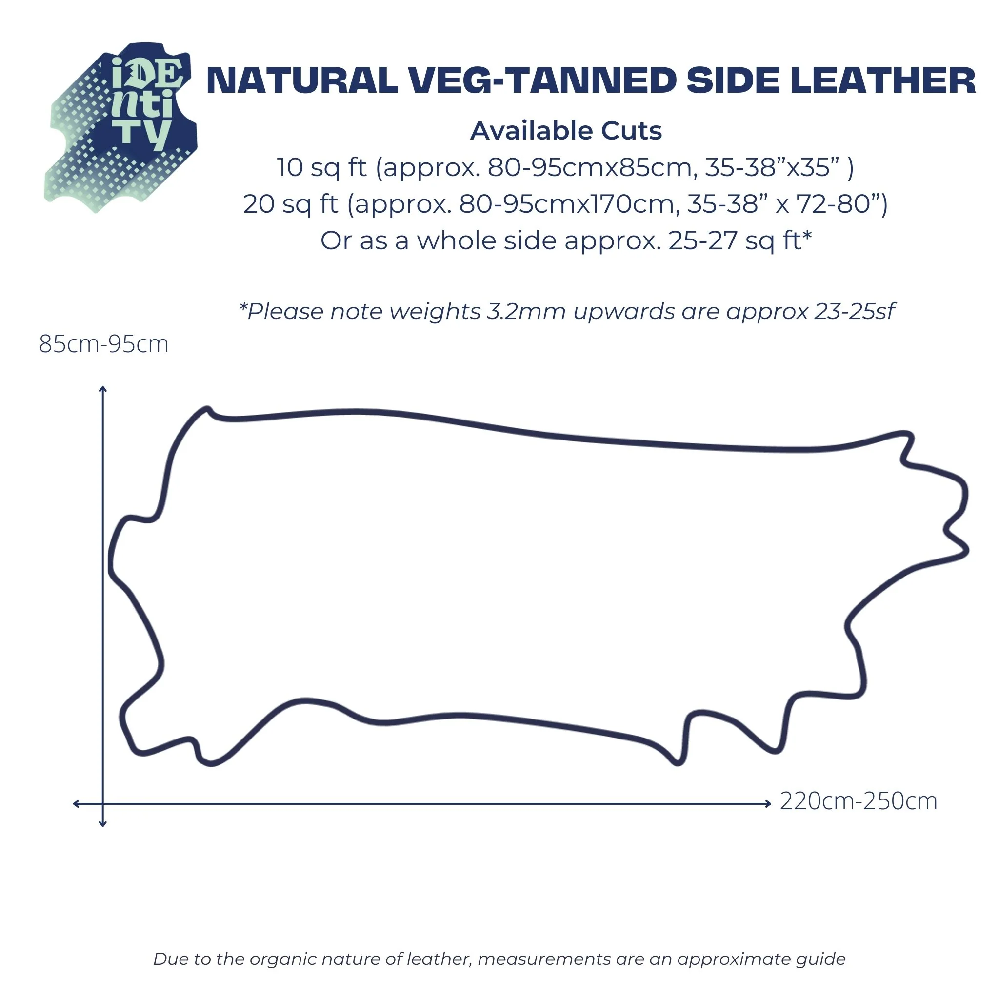 Natural Veg Tan Cowhide Side - Image 2
